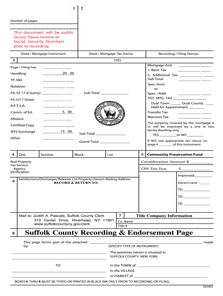 Suffolk County Cover Page Fill Online Printable Fillable Blank