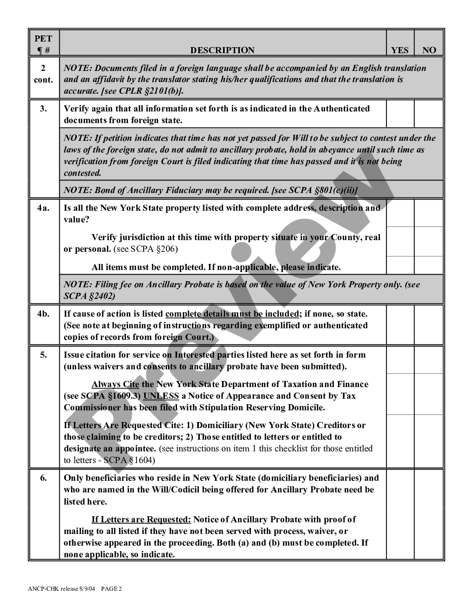 Suffolk New York Surrogate s Court Checklist