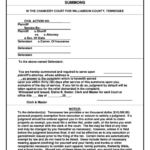 Summons Chancery Court Williamson County State Of Tennessee