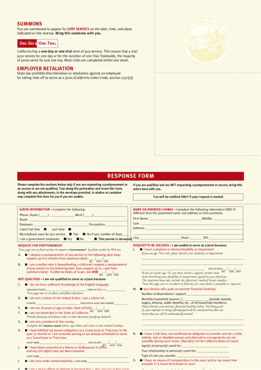 Summons For Jury Service Printable Pdf Download