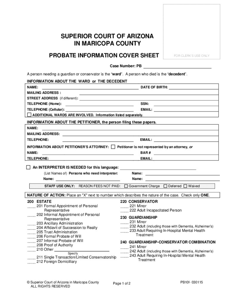 Superior Court Of Arizona Probate Forms Fill Out Sign Online DocHub