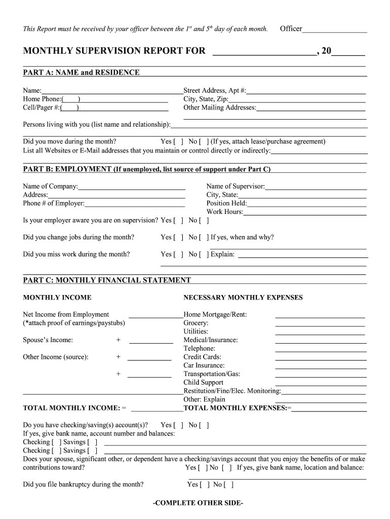 Supervision Report Form Fill Out Sign Online DocHub