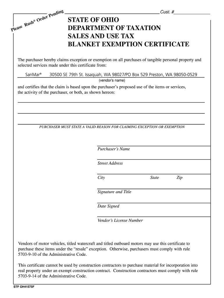 Tax Exempt Form Ohio Fill And Sign Printable Template Online US