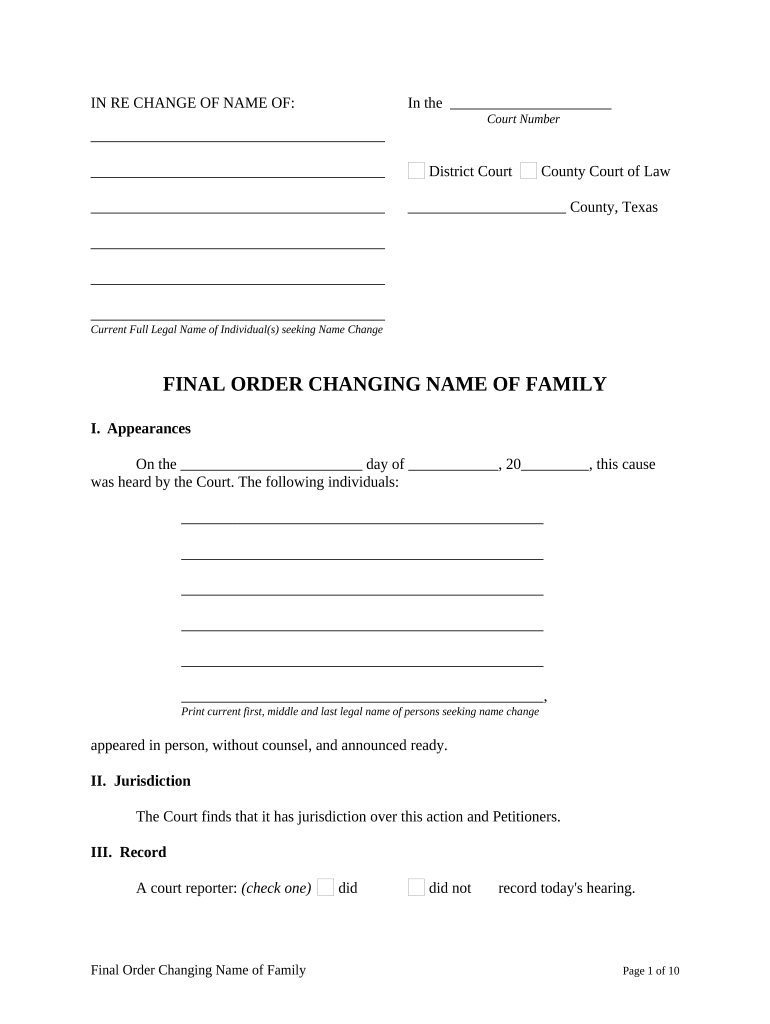 Texas Changing Name Form Fill Out And Sign Printable PDF Template 