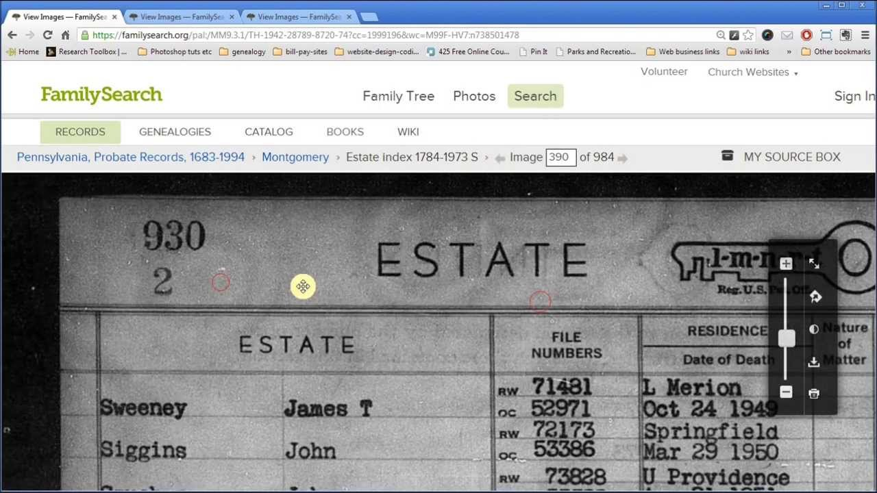 Tutorial Using Montgomery County PA OC Probate Records On 