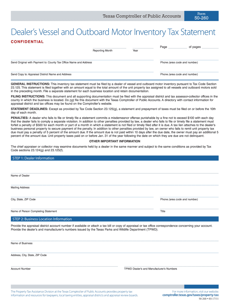 TX Comptroller 50 260 2017 2022 Fill Out Tax Template Online US 