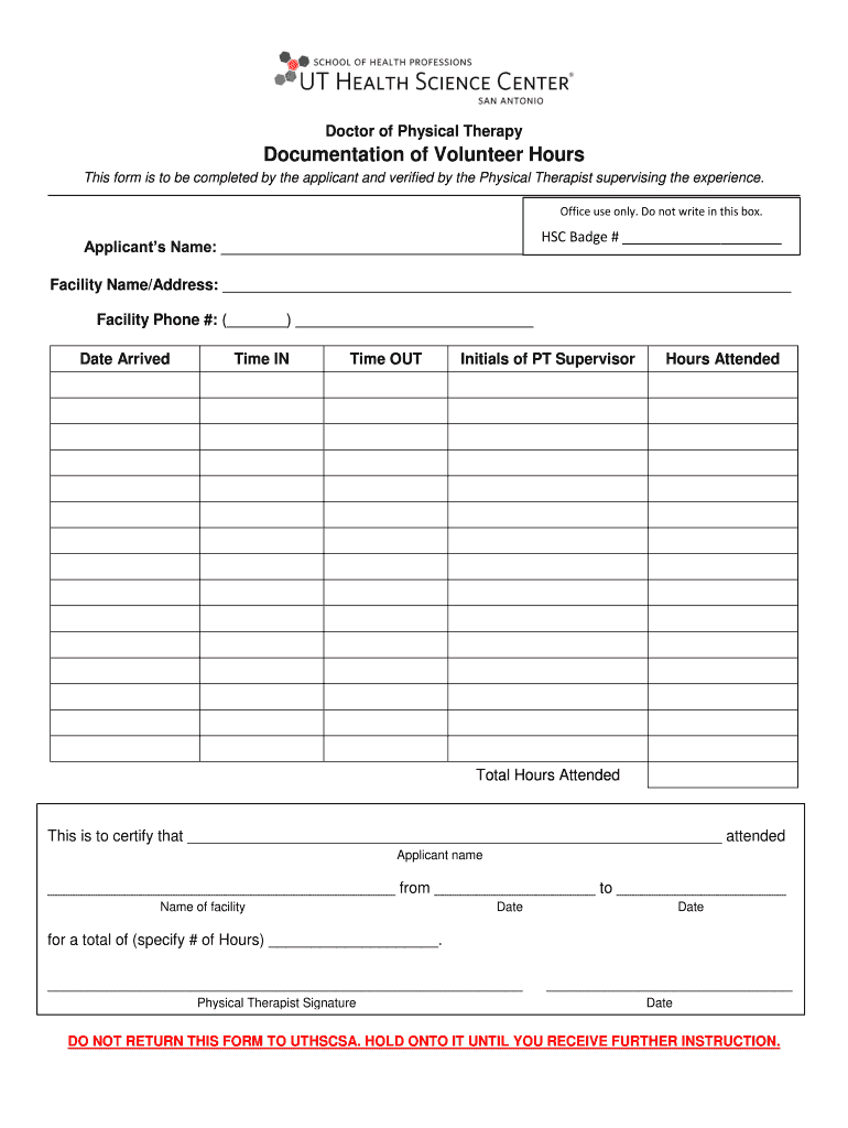 Volunteer Documentation Form Fill Online Printable Fillable Blank 