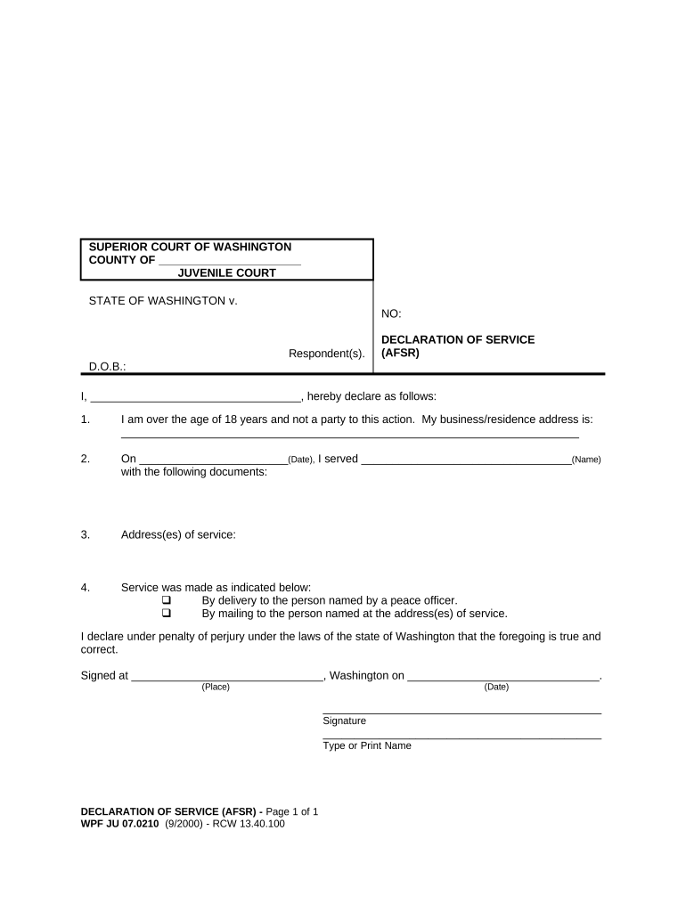 Washington Declaration Service Form Fill Out And Sign Printable PDF 