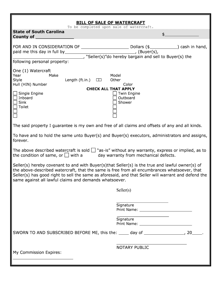 Watercraft Taxes York County SC Form Fill Out And Sign Printable PDF 