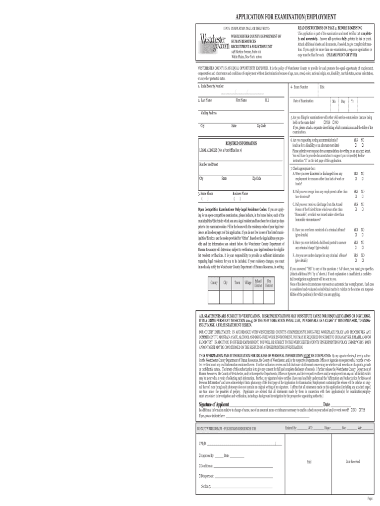 Westchester County Civil Service Forms Civil Form 2023