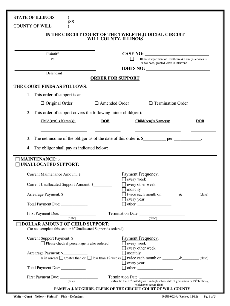 Will County Circuit Court Fill Out And Sign Printable PDF Template