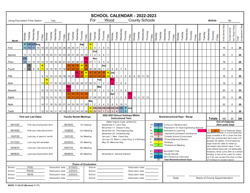 Wood County BOE Approves 2022 23 School Calendar News Sports Jobs 